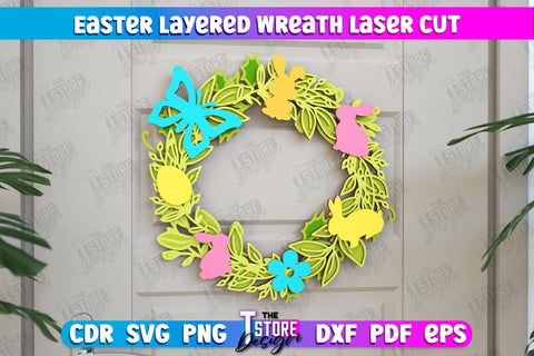 Easter Layered Wreath | Easter Design | Porch Decorating | Door Wreath | Wall Décor | CNC File SVG The T Store Design 