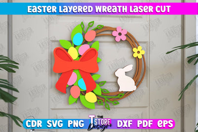 Easter Layered Wreath | Easter Design | Porch Decorating | Door Wreath | Wall Décor | CNC File SVG The T Store Design 