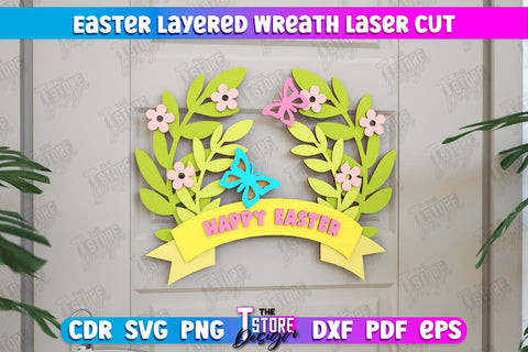Easter Layered Wreath | Easter Design | Porch Decorating | Door Wreath | Wall Décor | CNC File SVG The T Store Design 