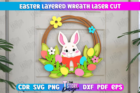 Easter Layered Wreath | Easter Design | Porch Decorating | Door Wreath | Wall Décor | CNC File SVG The T Store Design 