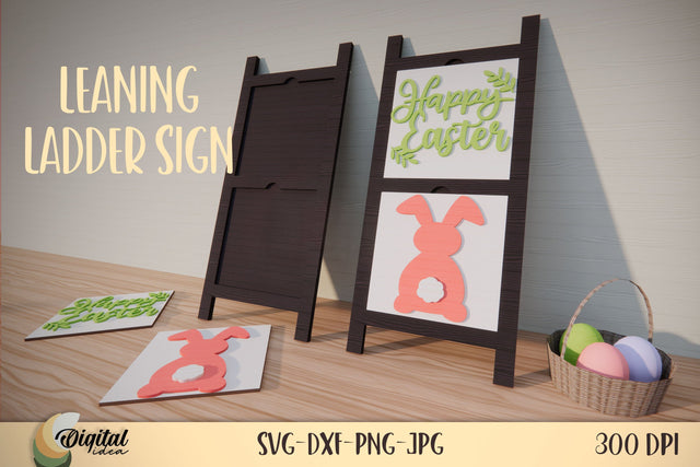 Easter Leaning Ladder Sign SVG. Vertical Sign Laser Cut SVG Evgenyia Guschina 