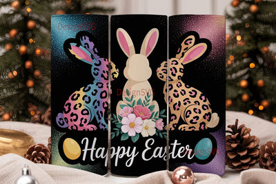 Easter Leopard Bunny 20oz Tumbler Wrap Sublimation DesignSVG 