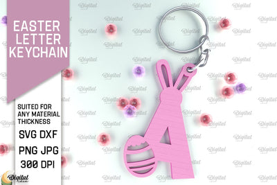 Easter Letter Keychain Laser Cut. Easter Bunny SVG. Letter A SVG Evgenyia Guschina 