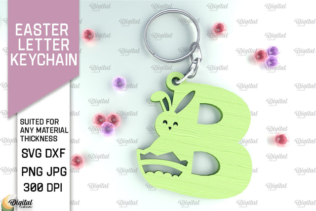 Easter Letter Keychain Laser Cut. Easter Bunny SVG. Letter B SVG Evgenyia Guschina 