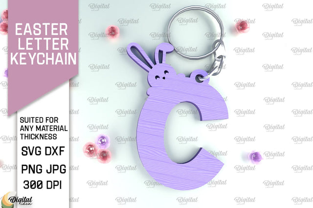 Easter Letter Keychain Laser Cut. Easter Bunny SVG. Letter C SVG Evgenyia Guschina 
