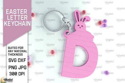 Easter Letter Keychain Laser Cut. Easter Bunny SVG. Letter D SVG Evgenyia Guschina 