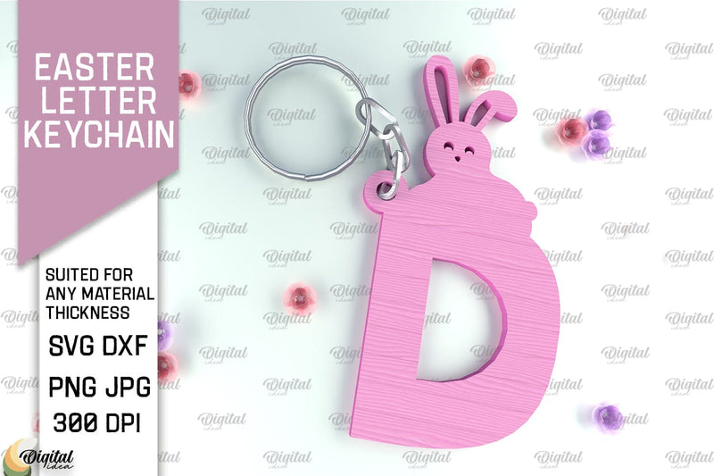 Easter Letter Keychain Laser Cut. Easter Bunny SVG. Letter D SVG Evgenyia Guschina 