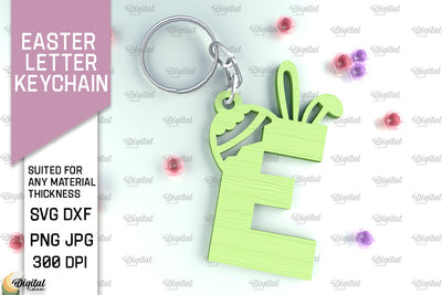 Easter Letter Keychain Laser Cut. Easter Bunny SVG. Letter E SVG Evgenyia Guschina 