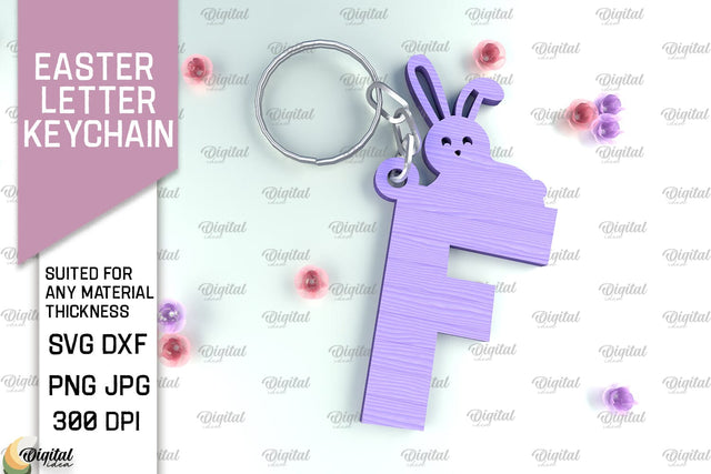 Easter Letter Keychain Laser Cut. Easter Bunny SVG. Letter F SVG Evgenyia Guschina 