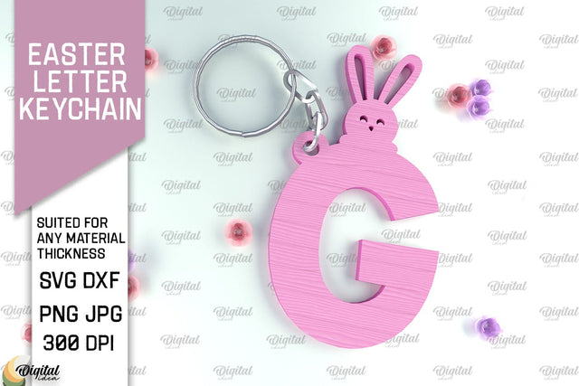 Easter Letter Keychain Laser Cut. Easter Bunny SVG. Letter G SVG Evgenyia Guschina 