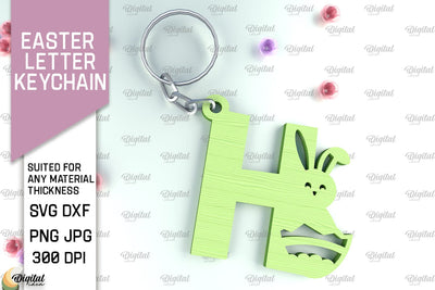Easter Letter Keychain Laser Cut. Easter Bunny SVG. Letter H SVG Evgenyia Guschina 