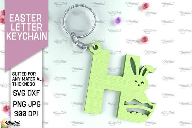 Easter Letter Keychain Laser Cut. Easter Bunny SVG. Letter H SVG Evgenyia Guschina 