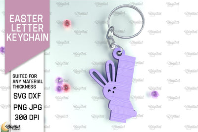 Easter Letter Keychain Laser Cut. Easter Bunny SVG. Letter I SVG Evgenyia Guschina 