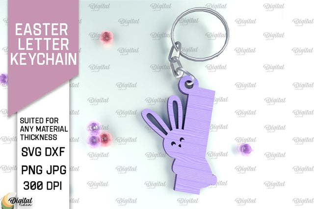Easter Letter Keychain Laser Cut. Easter Bunny SVG. Letter I SVG Evgenyia Guschina 
