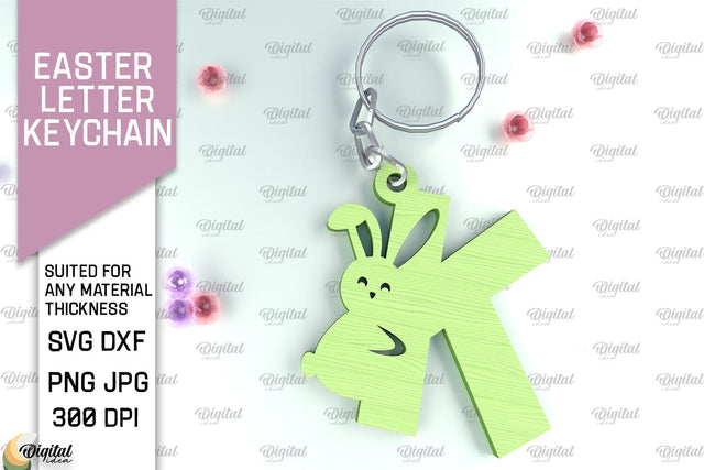 Easter Letter Keychain Laser Cut. Easter Bunny SVG. Letter K SVG Evgenyia Guschina 