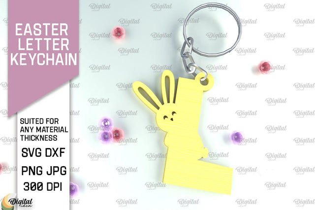 Easter Letter Keychain Laser Cut. Easter Bunny SVG. Letter L SVG Evgenyia Guschina 