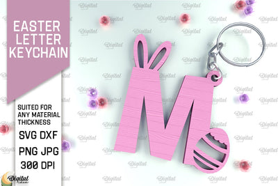 Easter Letter Keychain Laser Cut. Easter Bunny SVG. Letter M SVG Evgenyia Guschina 