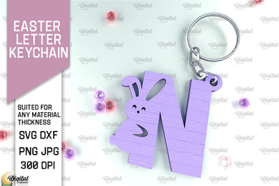 Easter Letter Keychain Laser Cut. Easter Bunny SVG. Letter N SVG Evgenyia Guschina 