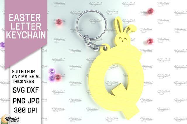 Easter Letter Keychain Laser Cut. Easter Bunny SVG. Letter Q SVG Evgenyia Guschina 