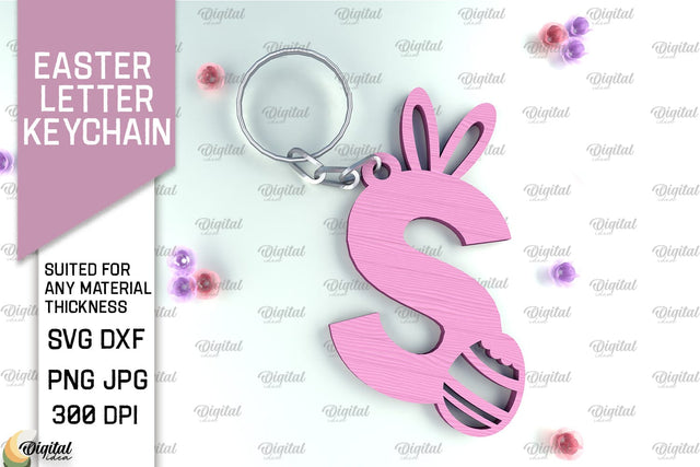 Easter Letter Keychain Laser Cut. Easter Bunny SVG. Letter S SVG Evgenyia Guschina 