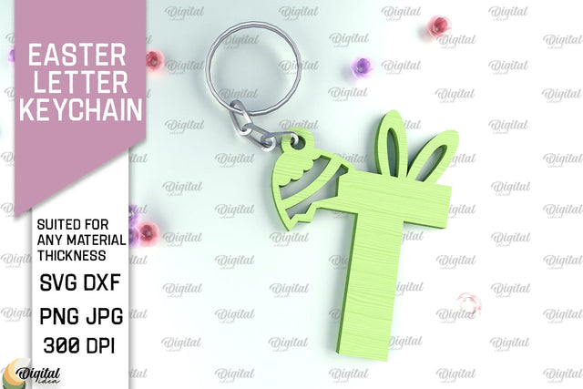 Easter Letter Keychain Laser Cut. Easter Bunny SVG. Letter T SVG Evgenyia Guschina 