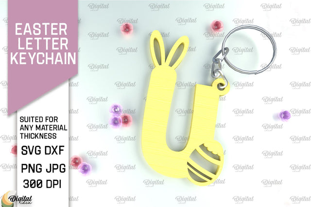Easter Letter Keychain Laser Cut. Easter Bunny SVG. Letter U SVG Evgenyia Guschina 