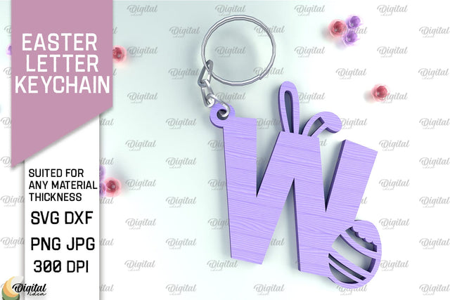 Easter Letter Keychain Laser Cut. Easter Bunny SVG. Letter W SVG Evgenyia Guschina 