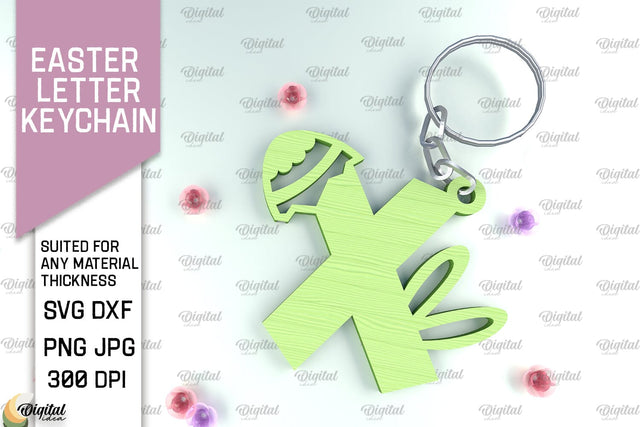 Easter Letter Keychain Laser Cut. Easter Bunny SVG. Letter X SVG Evgenyia Guschina 