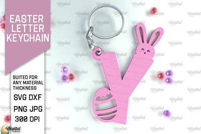 Easter Letter Keychain Laser Cut. Easter Bunny SVG. Letter Y SVG Evgenyia Guschina 