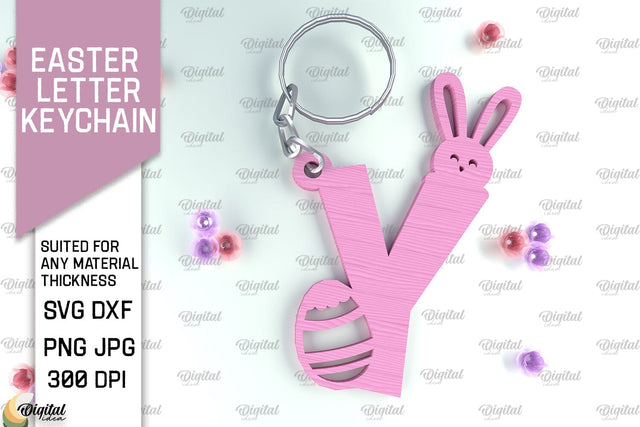 Easter Letter Keychain Laser Cut. Easter Bunny SVG. Letter Y SVG Evgenyia Guschina 