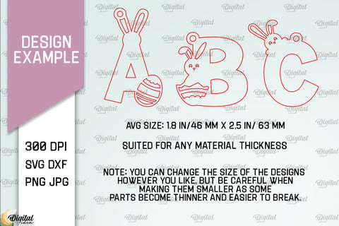 Easter Letter Keychains Laser Cut Bundle SVG Evgenyia Guschina 