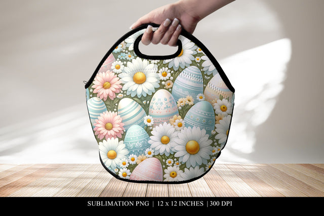 Easter Lunch Bag Sublimation Design, Floral Egg Printable Sublimation BijouBay 