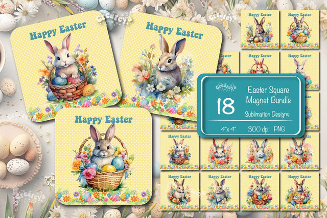 Easter magnet bundle Magnet sublimation bundle Easter fridge magnets Dishwasher magnet Square Magnet png Magnet bundle Sublimation Createya Design 