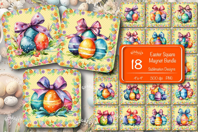 Easter magnet bundle Magnet sublimation bundle Easter fridge magnets Dishwasher magnet Square Magnet png Magnet bundle Sublimation Createya Design 
