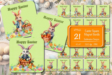 Easter magnet bundle Magnet sublimation bundle Easter fridge magnets Dishwasher magnet Square Magnet png Magnet bundle Sublimation Createya Design 