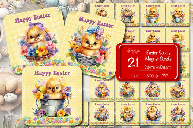 Easter magnet bundle Magnet sublimation bundle Easter fridge magnets Dishwasher magnet Square Magnet png Magnet bundle Sublimation Createya Design 