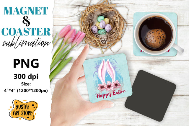 Easter magnet sublimation/Easter coaster PNG. Happy Easter Sublimation Yustaf Art Store 