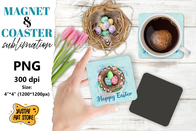 Easter magnet sublimation/Easter coaster PNG. Happy Easter Sublimation Yustaf Art Store 