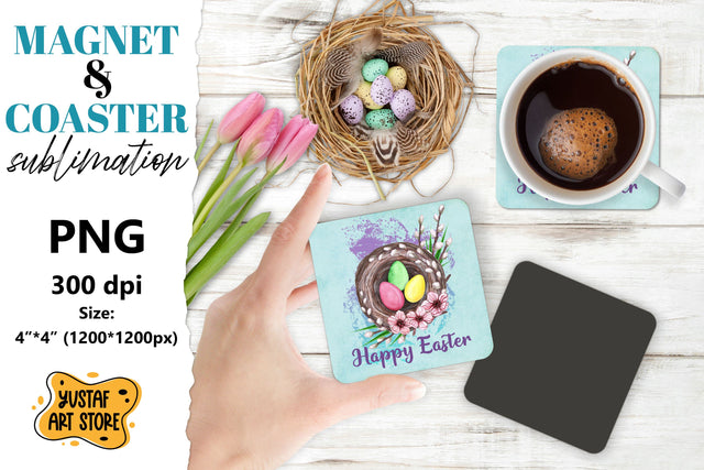 Easter magnet sublimation/Easter coaster PNG. Happy Easter Sublimation Yustaf Art Store 