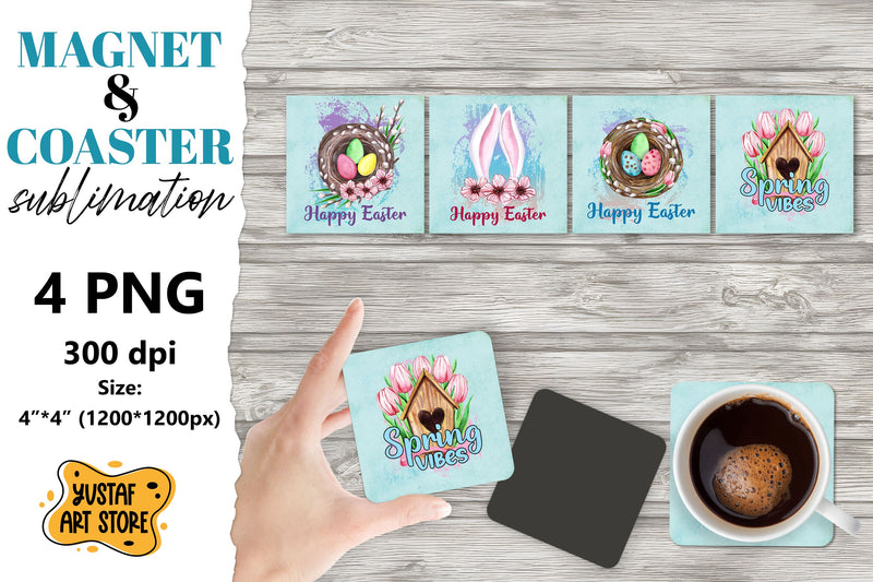 Easter magnet sublimation/Easter coaster sublimation 4 desig Sublimation Yustaf Art Store 