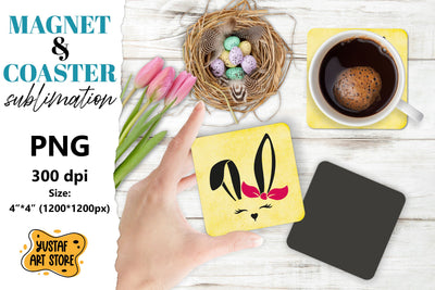 Easter magnet sublimation/Easter coaster sublimation bunny Sublimation Yustaf Art Store 