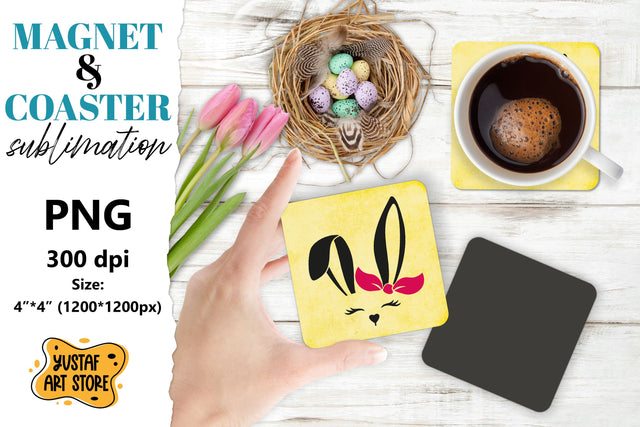 Easter magnet sublimation/Easter coaster sublimation bunny Sublimation Yustaf Art Store 