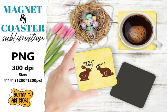 Easter magnet sublimation/Easter coaster sublimation bunny Sublimation Yustaf Art Store 