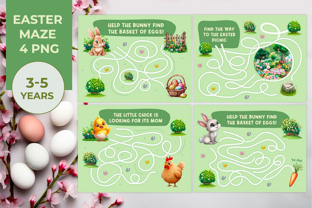 easter maze, easter activity, kids easter game Sublimation KMarinaDesign 