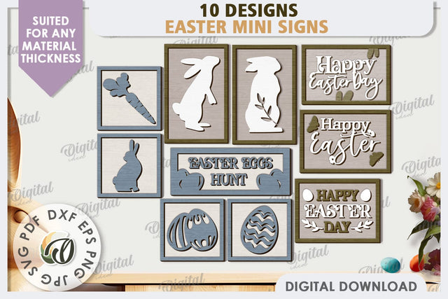 Easter Mini Signs Laser Cut Bundle. Easter Decor SVG SVG Evgenyia Guschina 
