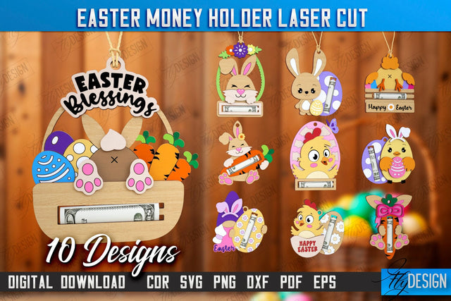 Easter Money Holder Bundle | Greeting Cards | Money Card | Easter Bunny | CNC Files SVG Fly Design 