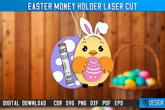 Easter Money Holder | Greeting Cards | Money Card | Easter Bunny | CNC File SVG Fly Design 