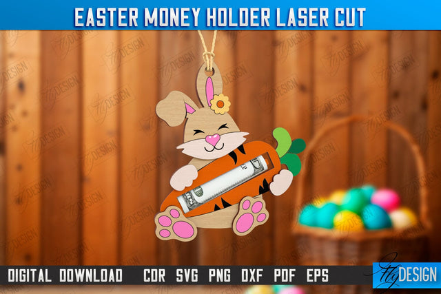 Easter Money Holder | Greeting Cards | Money Card | Easter Bunny | CNC File SVG Fly Design 