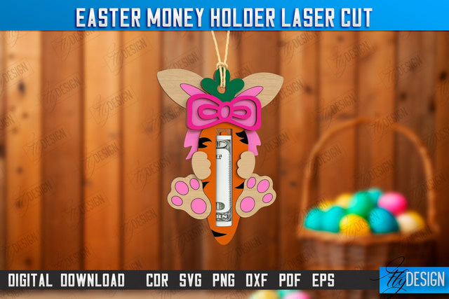 Easter Money Holder | Greeting Cards | Money Card | Easter Bunny | CNC File SVG Fly Design 
