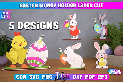 Easter Money Holders Bundle | Greeting Cards | Money Card | Easter Bunny | CNC Files SVG The T Store Design 
